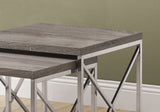 37.25" x 37.25" x 40.5" Dark Taupe Particle Board Metal 2pcs Nesting Table Set