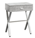 12" x 18.25" x 22.25" Grey Finish and Chrome Metal Accent Table