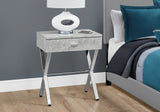 12" x 18.25" x 22.25" Grey Finish and Chrome Metal Accent Table
