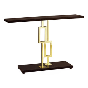 12" x 47.25" x 31" CappuccinoGold Metal Accent Table