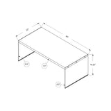 22" x 44" x 16.25" White Clear Particle Board Tempered Glass Coffee Table