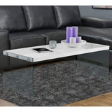 22" x 44" x 16.25" White Clear Particle Board Tempered Glass Coffee Table