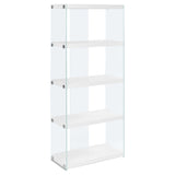 12" x 24" x 58.75" White Clear Particle Board Tempered Glass Bookcase