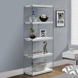 12" x 24" x 58.75" White Clear Particle Board Tempered Glass Bookcase