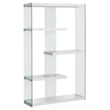 12" x 36" x 58.75" White Clear Particle Board Tempered Glass Bookcase