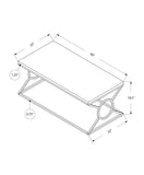 22" x 44" x 18.5" White Metal Coffee Table