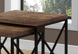 37.25" x 37.25" x 40.5" Brown Black Particle Board Metal 2pcs Nesting Table Set