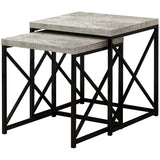 37.25" x 37.25" x 40.5" Grey Black Particle Board Metal 2pcs Nesting Table Set