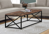 Reclaimed Wood Particle Board and Black Metal Coffee Table