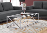Chrome Metal and Clear Tempered Glass Coffee Table