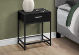 12" x 18" x 22" BlackwithBlack Metal Tempered Glass Accent Table