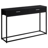 12" x 48" x 32" Black Laminated Finish and Black Metal Accent Table