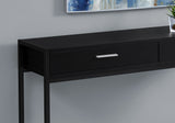 12" x 48" x 32" Black Laminated Finish and Black Metal Accent Table