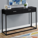 12" x 48" x 32" Black Laminated Finish and Black Metal Accent Table