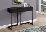 Cappuccino Finish and Black Metal Accent Table