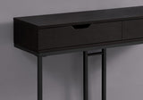 32" Cappuccino Finish and Black Metal Accent Table