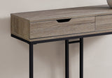 32" Dark Taupe Finish and Black Metal Accent Table