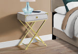 12" x 18.25" x 24" Beige Marble and Gold Metal Accent Table
