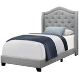 Foam Solid Wood Linen Twin Size Bed With A Chrome Trim