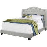 Foam Solid Wood Velvet Queen Size Bed With A Chrome Trim