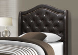 45.75" x 82.75" x 56.5" Brown Foam Solid Wood Leather Look Linen Twin Size Bed With A Brass Trim