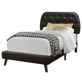 HomeRoots Tufted Black Standard Bed Upholstered With Headboard 333328-HOMEROOTS 333328