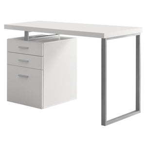 23.75" x 47.25" x 30" White Silver Particle Board Hollow Core Metal Computer Desk