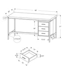 30" x 60" x 31" White  Silver  Particle Board  Hollow Core  Metal   Computer Desk With A Hollow Core