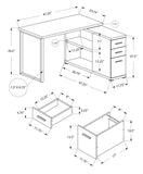 47.25" x 47.25" x 29.5" Dark Taupe Silver Particle Board Hollow Core Metal Computer Desk With A Hollow Core