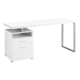 30" White Particle Board and Silver Metal Computer Desk