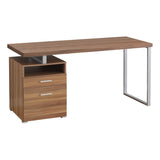 23.75" x 60" x 30" Walnut Silver Particle Board Hollow Core Metal Computer Desk