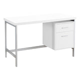 White Silver Particle Board Hollow Core Metal Computer Desk