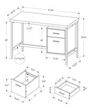 23.75" x 47.25" x 30.75" Dark Taupe Silver Particle Board Hollow Core Metal Computer Desk