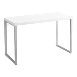 23.75" x 47.25" x 30" White Silver Particle Board Hollow Core Metal Computer Desk