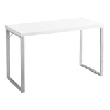 Cappuccino Silver Particle Board Hollow Core Metal Computer Desk