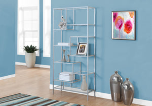 72" Metal and Tempered Glass Bookcase