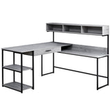 59" x 59" x 47.25" Grey Black Metal Corner Computer Desk