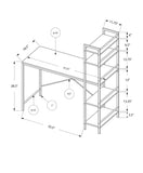 18.5" x 47.25" x 55" Cappuccino Silver Mdf Metal Computer Desk