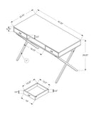 23.75" x 47.25" x 29.25" White Chrome Particle Board Metal Computer Desk