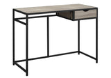 20" x 42.25" x 30" Dark Taupe Black Mdf Metal Computer Desk