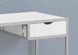 20" x 42.25" x 30" White Silver Mdf Metal Computer Desk