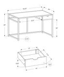 20" x 42.25" x 30" White Silver Mdf Metal Computer Desk