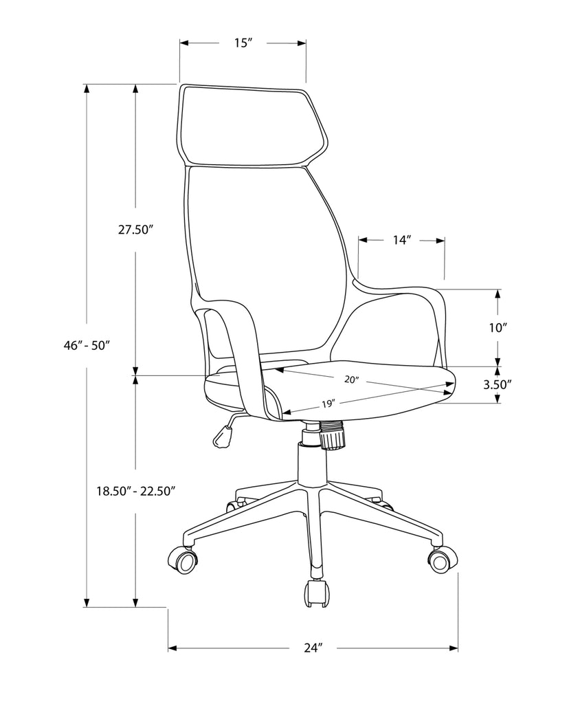26" x 25" x 96" Grey Foam Polypropylene Microfiber High Back Office Chair