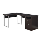 47.25" x 78.75" x 30" Cappuccino Silver Particle Board Hollow Core Metal Computer Desk