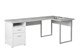 47" x 78" x 30" White Grey Silver Particle Board HollowCore Metal Computer Desk