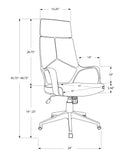 45.75" Foam White Polypropylene MDF and Metal High Back Office Chair