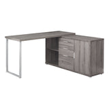 57" x 57" x 29.75" Dark Taupe Silver Particle Board Hollow Core Metal Computer Desk