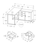 57" x 57" x 29.75" Dark Taupe Silver Particle Board Hollow Core Metal Computer Desk