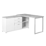 57" x 57" x 29.75" White Grey Silver Particle Board Hollow Core Metal Computer Desk