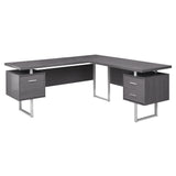 71" x 71" x 30" Grey Silver Particle Board Hollow Core Metal Computer Desk